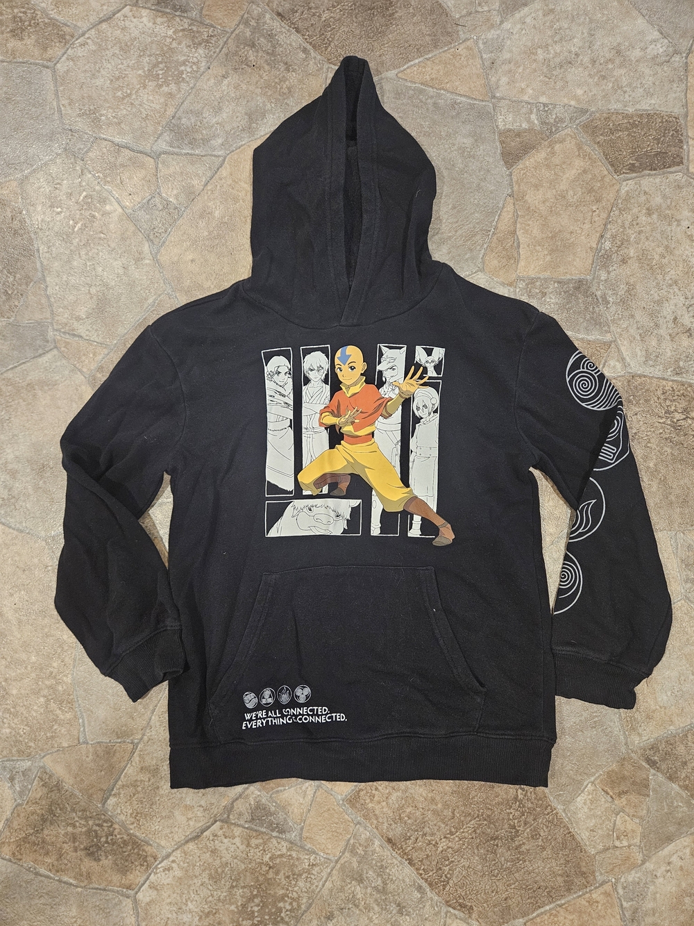 Hybrid Apparel Black Hoodie with Yellow & Orange Character Graphic